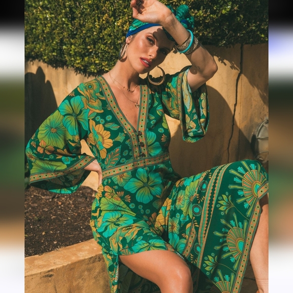 Nine Lives Bazaar Emerald  Empire Dress SZ 10 - Picture 3 of 12